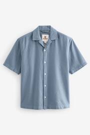 Blue Textured Short Sleeve Cuban Collar Shirt - Image 6 of 8