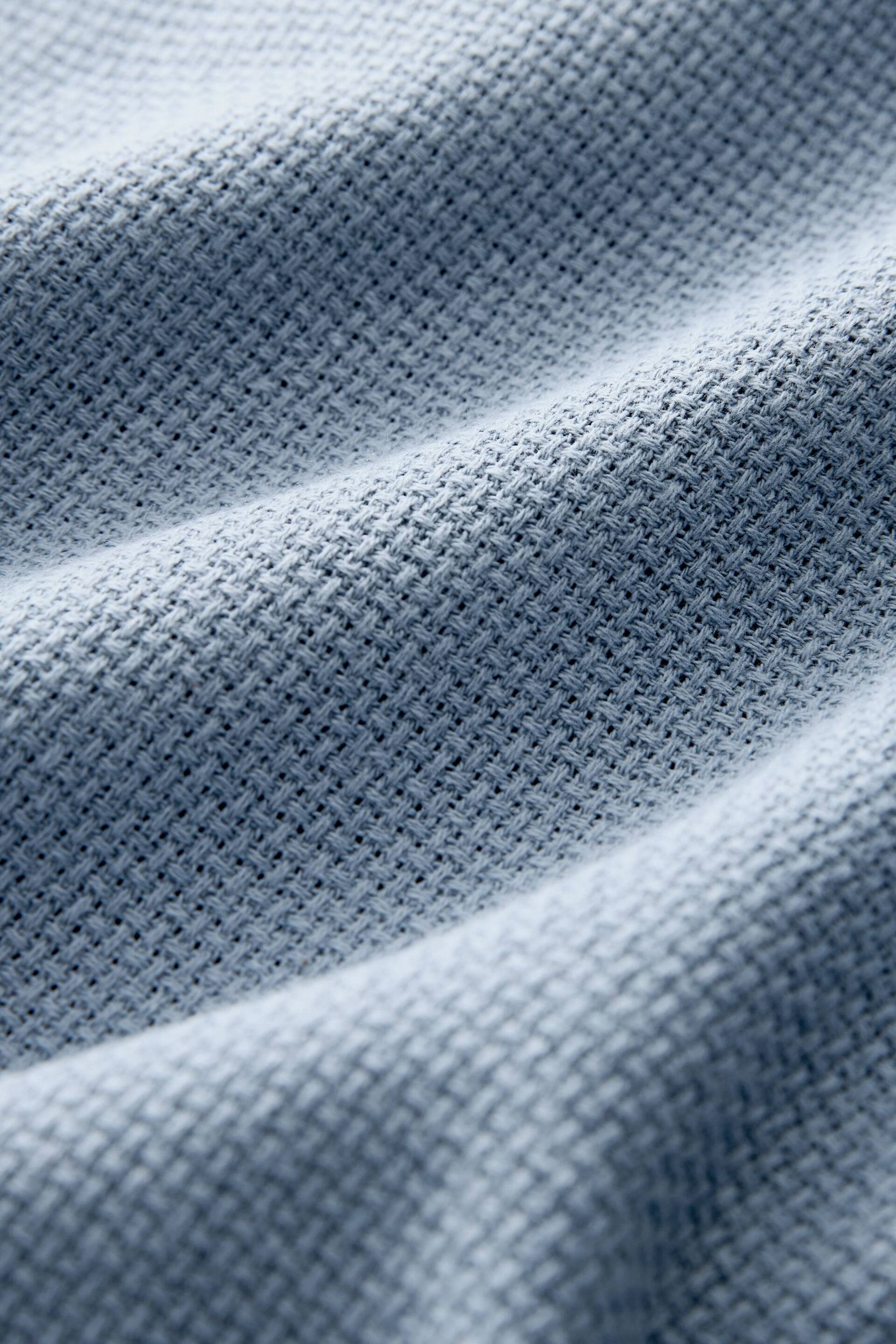 Blue Textured Short Sleeve Cuban Collar Shirt - Image 8 of 8