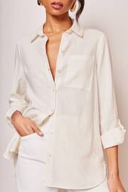 Lipsy White Petite Linen Blend Button Through Shirt - Image 1 of 4