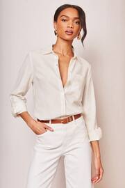 Lipsy White Petite Linen Blend Button Through Shirt - Image 4 of 4