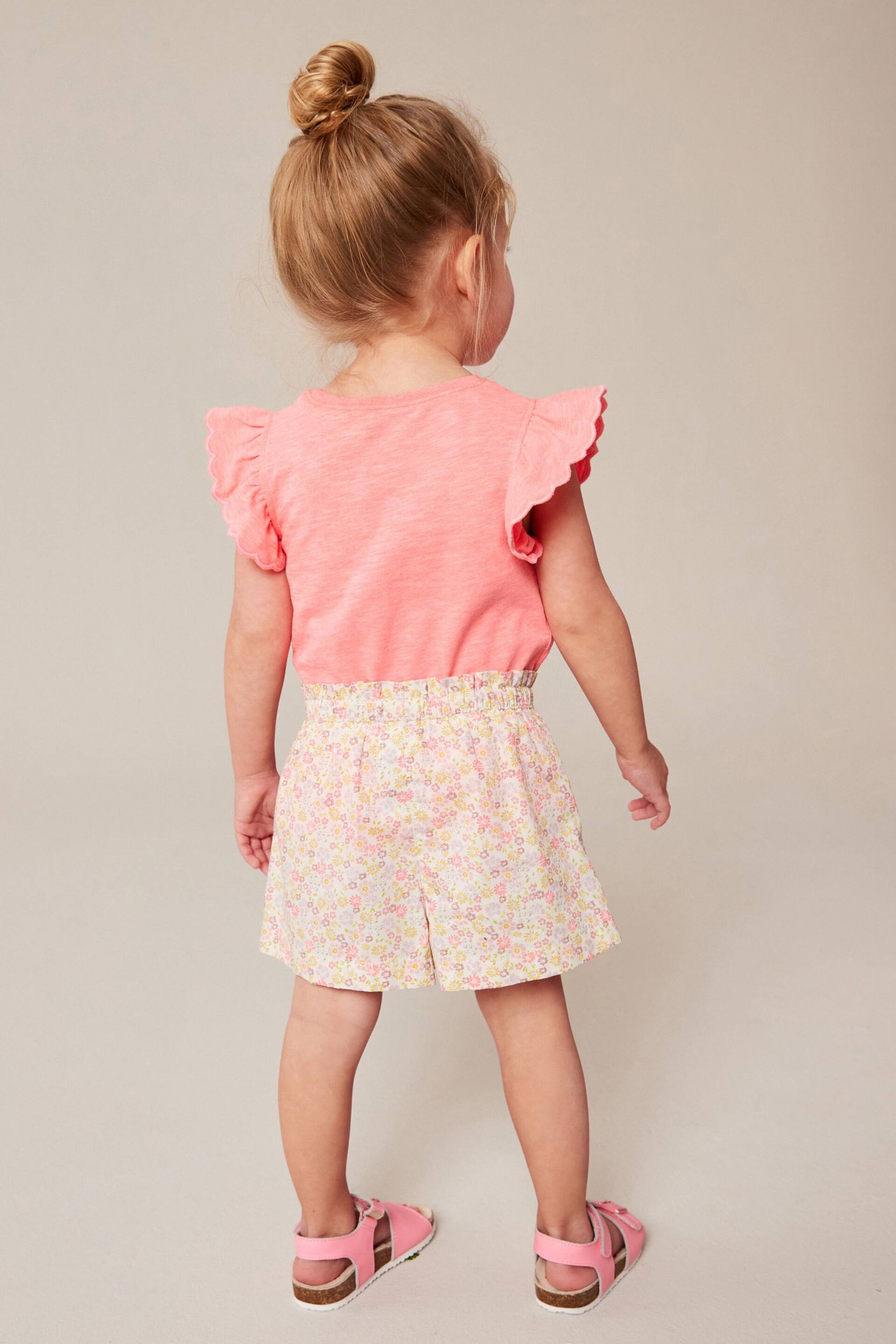 Pink Floral Print Pull-On Shorts (3mths-7yrs) - Image 3 of 7