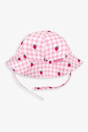 JoJo Maman Bébé Pink Strawberry UPF 50 Floppy Sun Hat - Image 1 of 3