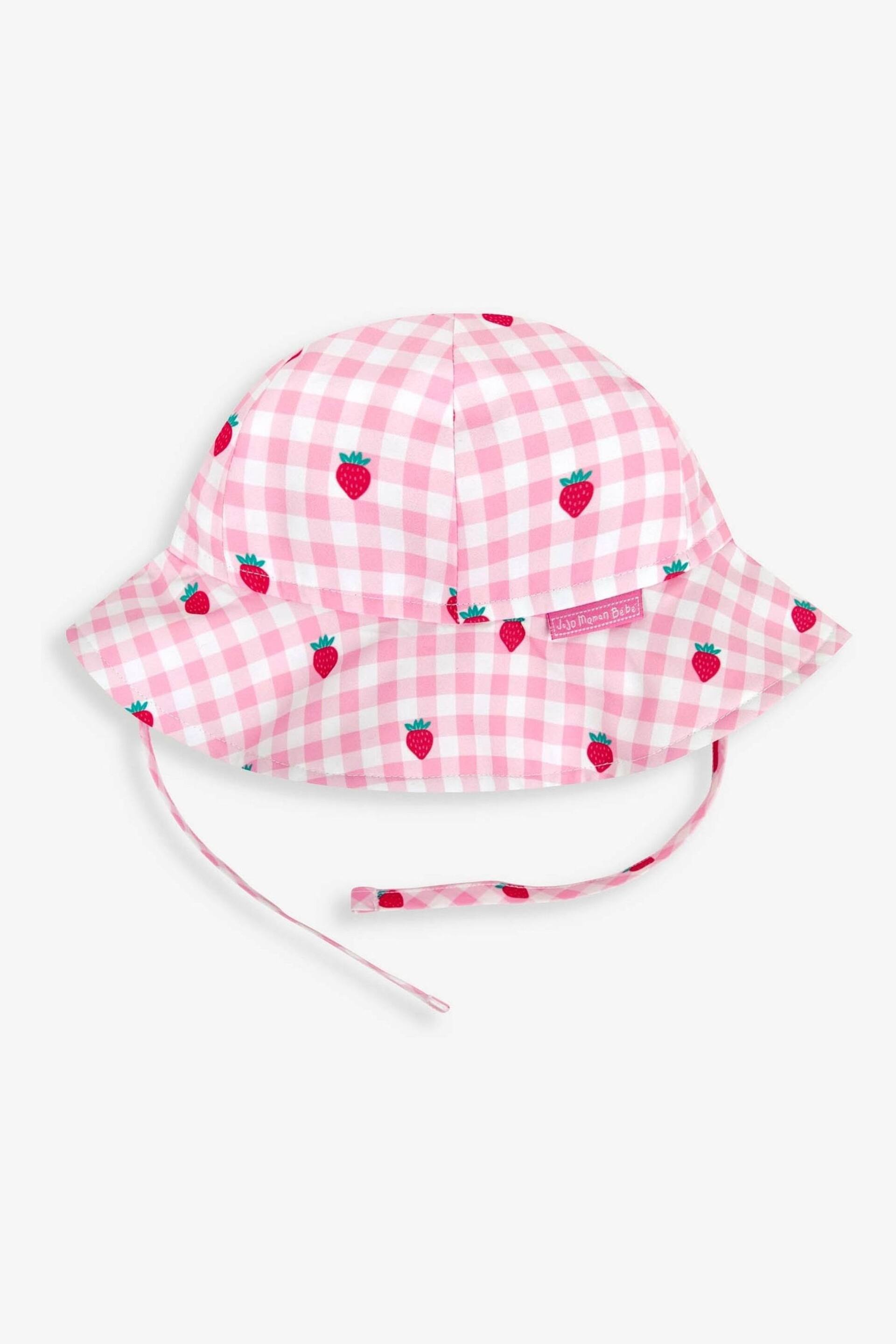 JoJo Maman Bébé Pink Strawberry UPF 50 Floppy Sun Hat - Image 1 of 3