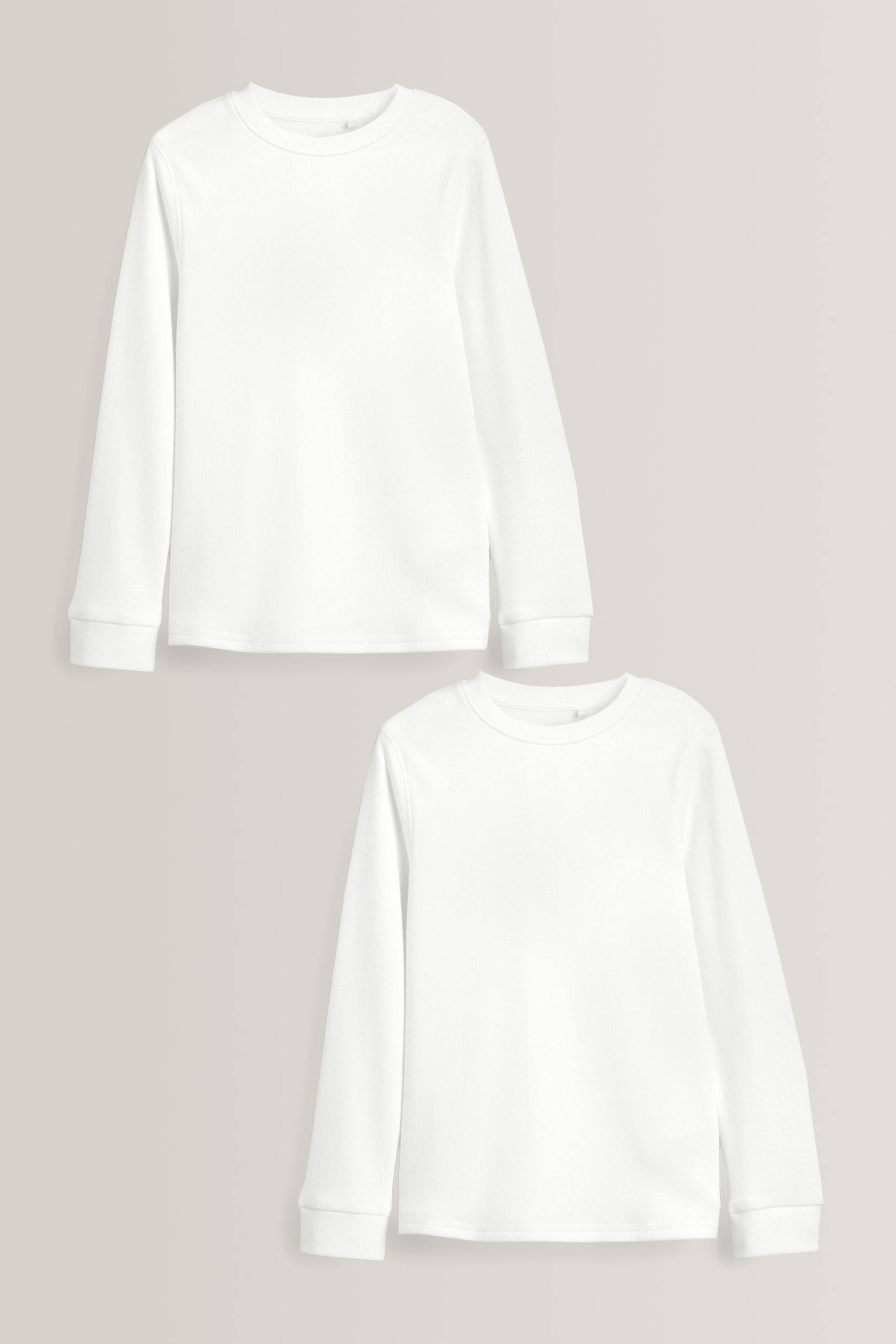 White Long Sleeve Thermal Tops 2 Pack (2-16yrs) - Image 1 of 4