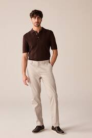 Brown Knitted Regular Fit Textured Stripe Polo Shirt - Image 2 of 8