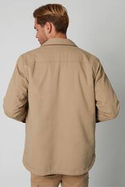 Threadbare Stone Borg Lined Cotton Overshirt - Image 2 of 4