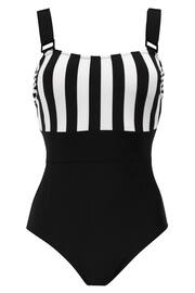 Pour Moi Black/White Colour Block Control Swimsuit - Image 4 of 5