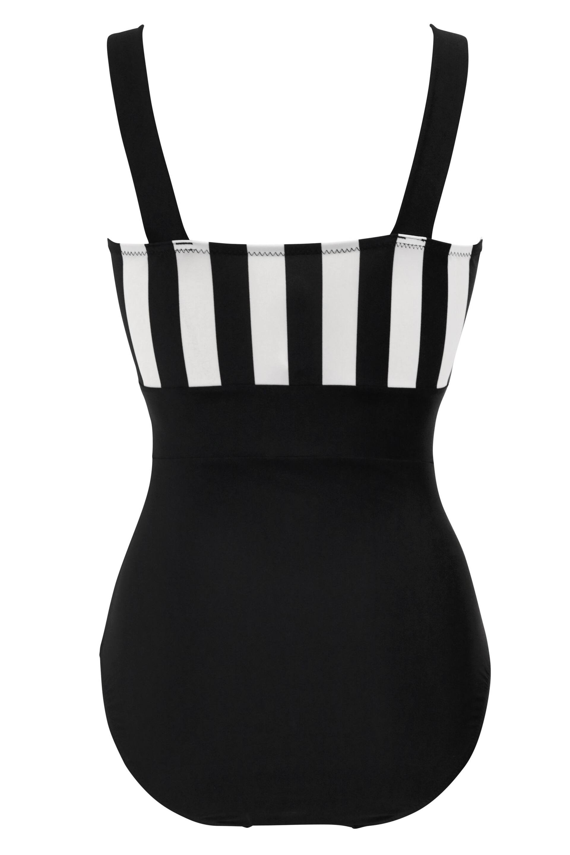 Pour Moi Black/White Colour Block Control Swimsuit - Image 5 of 5