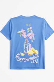 Abercrombie & Fitch Blue Short Sleeve Fruit Graphic Back Print Logo T-Shirt - Image 1 of 3