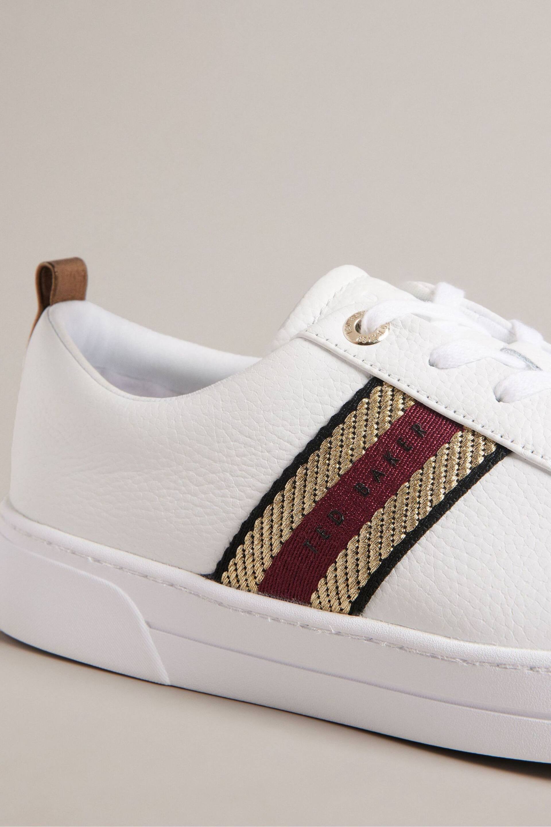Ted Baker White/Gold Baily Webbing Cupsole Trainers - Image 3 of 4