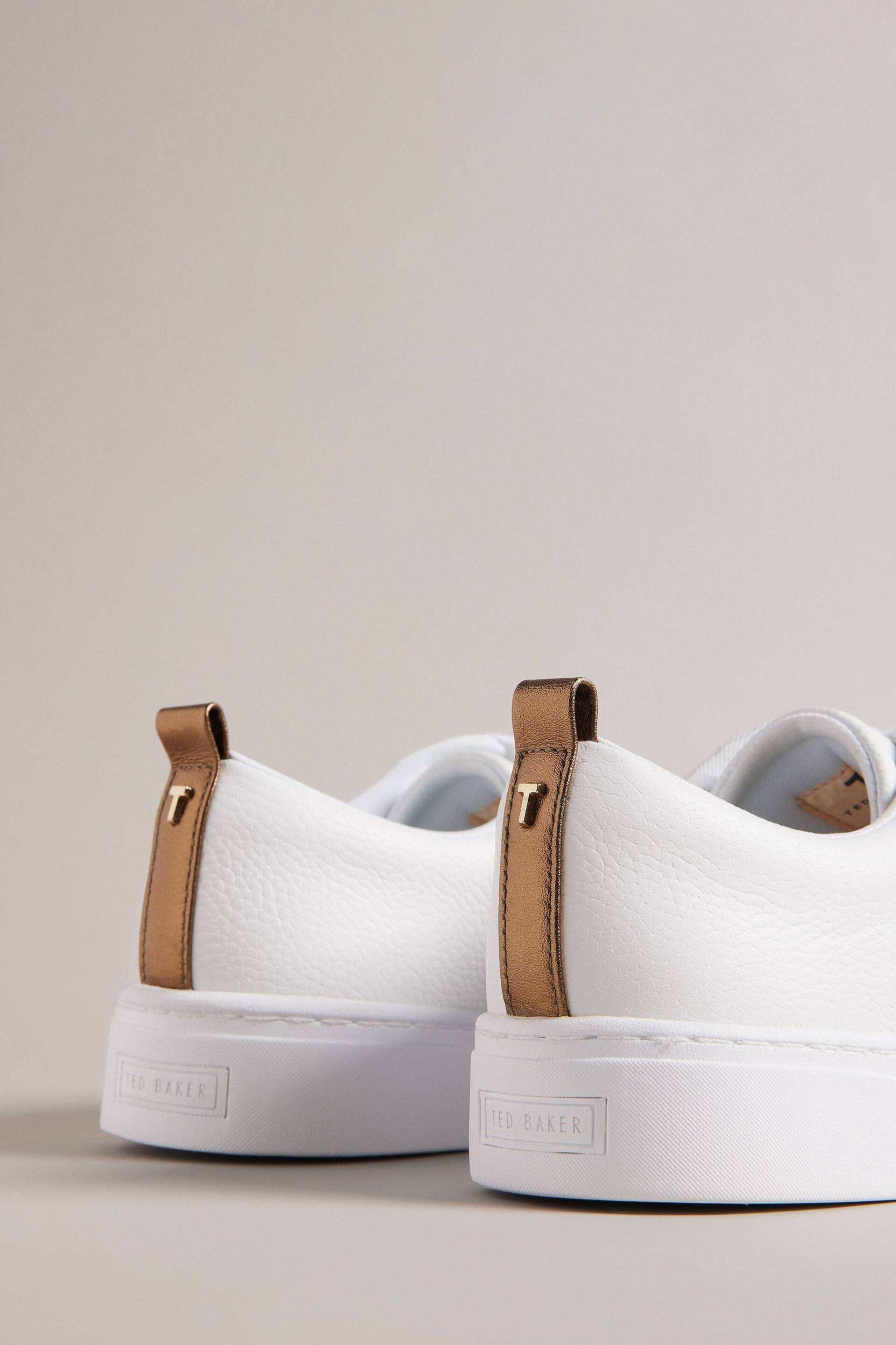 Ted Baker White/Gold Baily Webbing Cupsole Trainers - Image 4 of 4