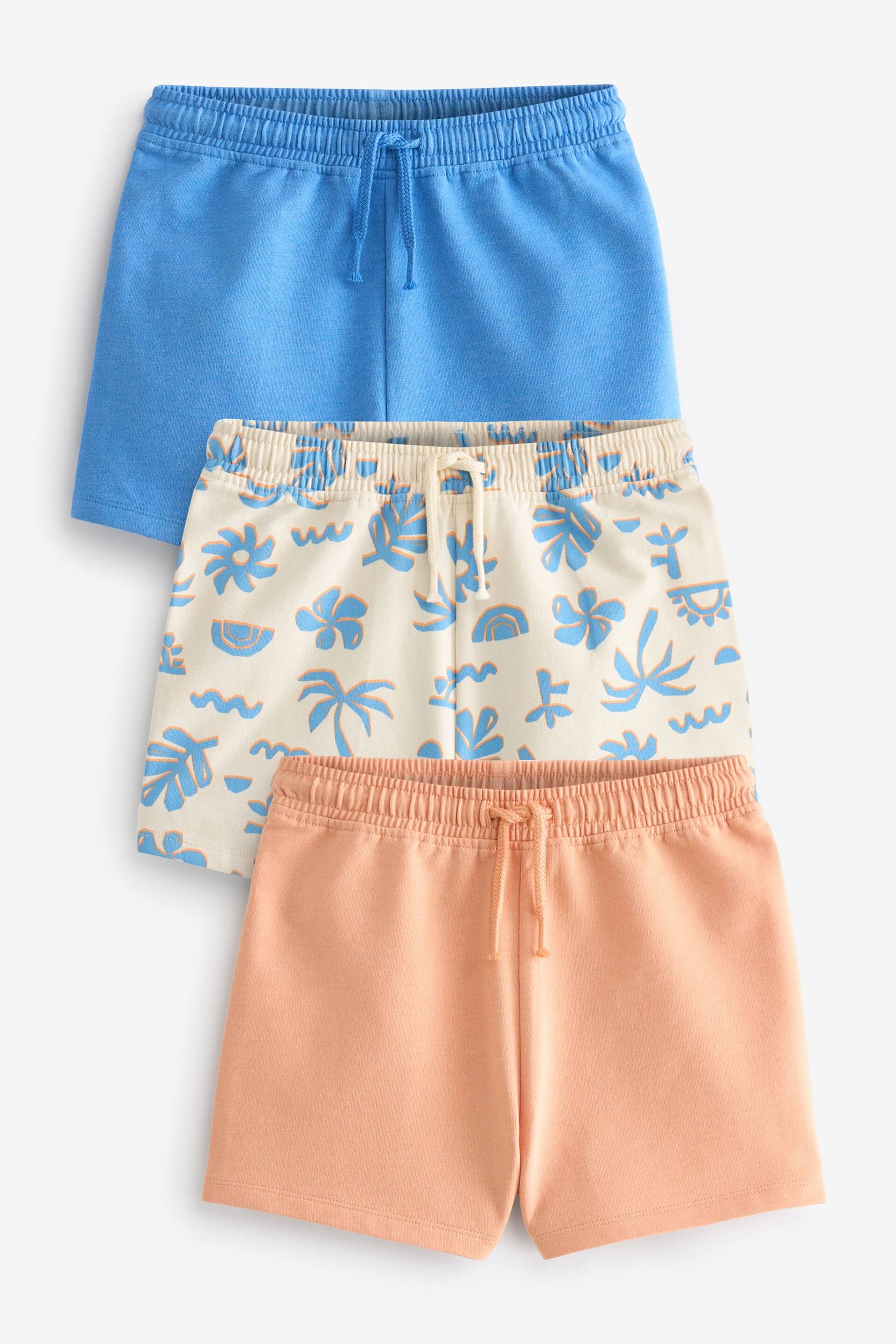 Blue/Orange Palm Print 3 Pack Shorts (3-16yrs) - Image 1 of 3