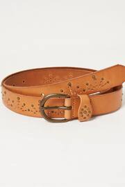 FatFace Brown Jean Geo Laser Cut Leather Belt - Image 2 of 3