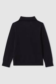 Reiss Navy Trafford Teen Merino Wool Polo Shirt - Image 2 of 3