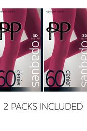 Pretty Polly 2 Pack 60 Denier Opaques Coloured Tights - Image 2 of 6