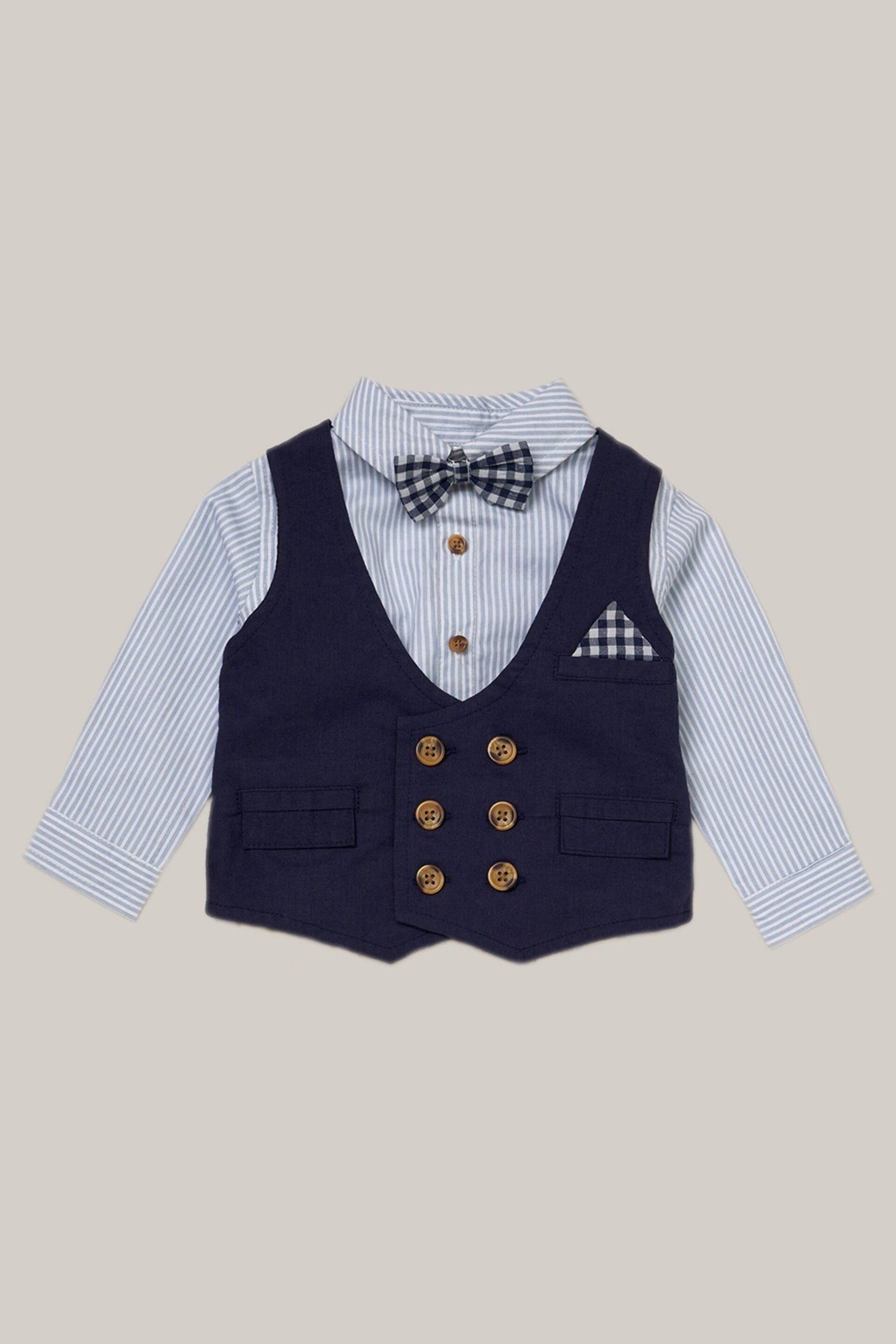 Little Gent Mock Shirt and Waistcoat Cotton 3-Piece Baby Gift Set - Image 2 of 4