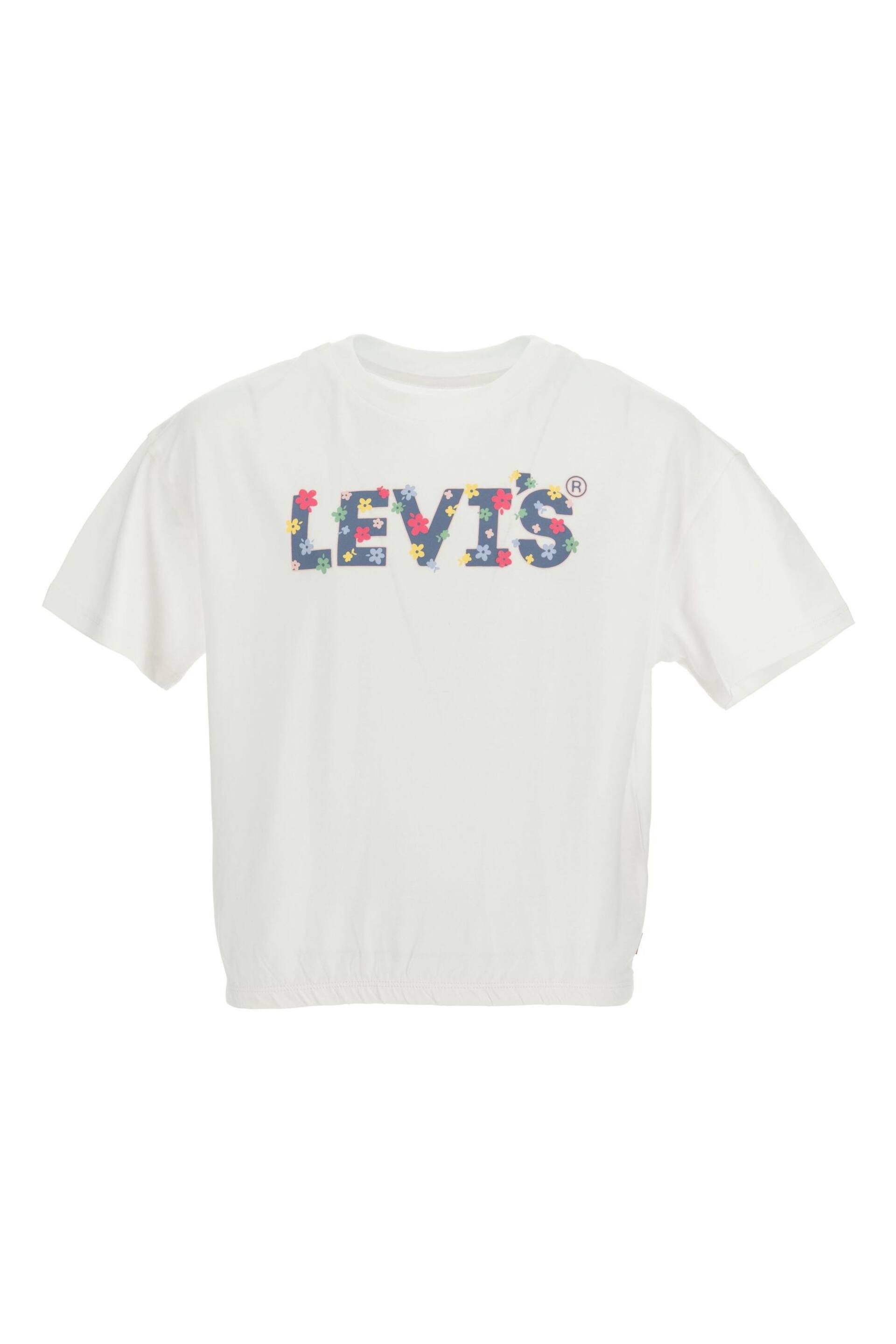 Levi's® White Floral Logo Cropped  T-Shirt - Image 1 of 3