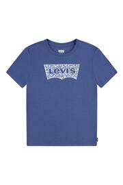 Levi's® Blue Ditsy Floral Batwing Logo Print T-Shirt - Image 3 of 5