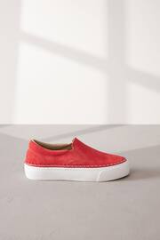 Coral/White Signature Leather Rand Stitch Detail Slip-Ons Trainers - Image 2 of 6