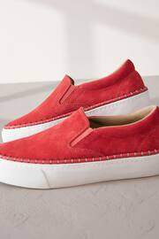 Coral/White Signature Leather Rand Stitch Detail Slip-Ons Trainers - Image 3 of 6