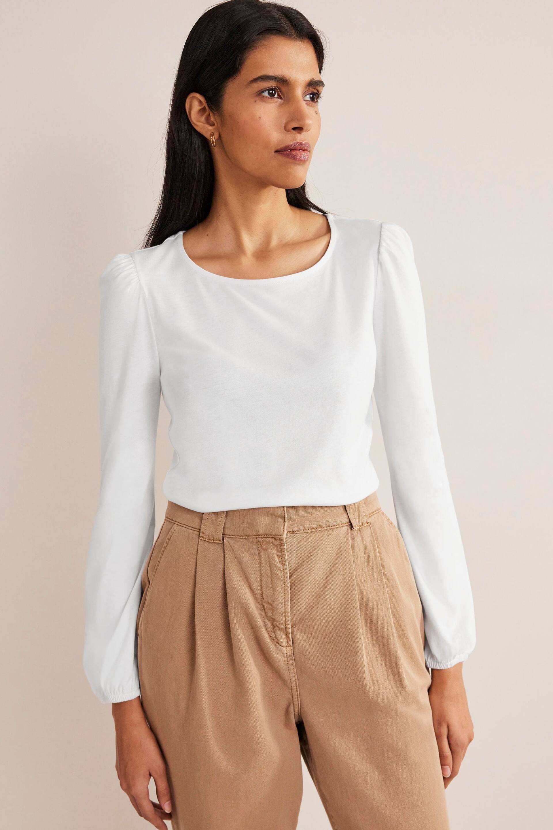Boden White Supersoft Long Sleeve Top - Image 1 of 5
