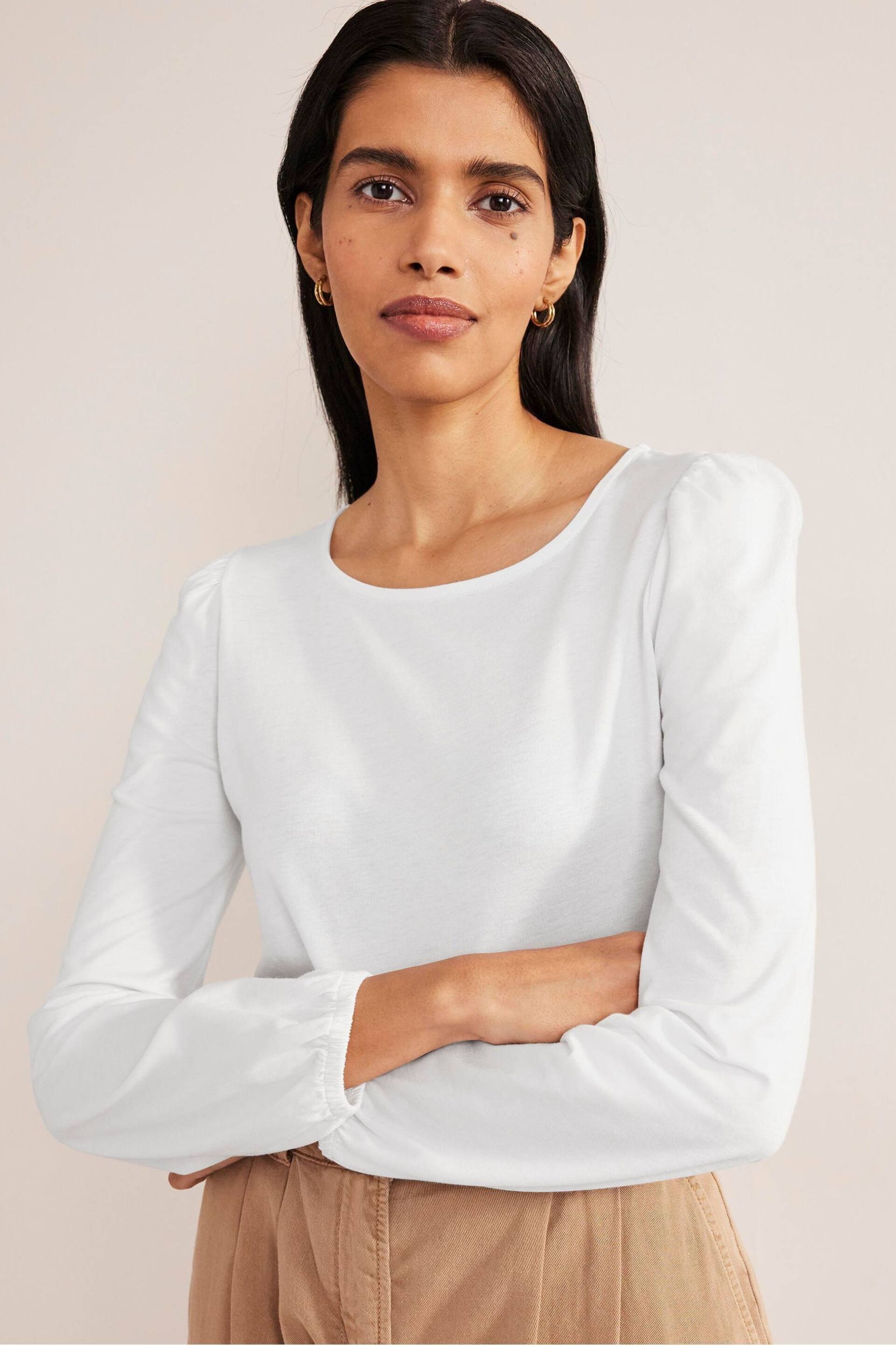 Boden White Supersoft Long Sleeve Top - Image 3 of 5