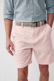 Pink Linen Cotton Chino Shorts with Belt Included - Image 1 of 8