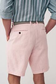 Pink Linen Cotton Chino Shorts with Belt Included - Image 3 of 8