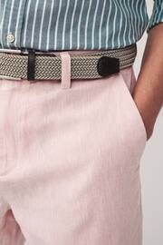 Pink Linen Cotton Chino Shorts with Belt Included - Image 4 of 8