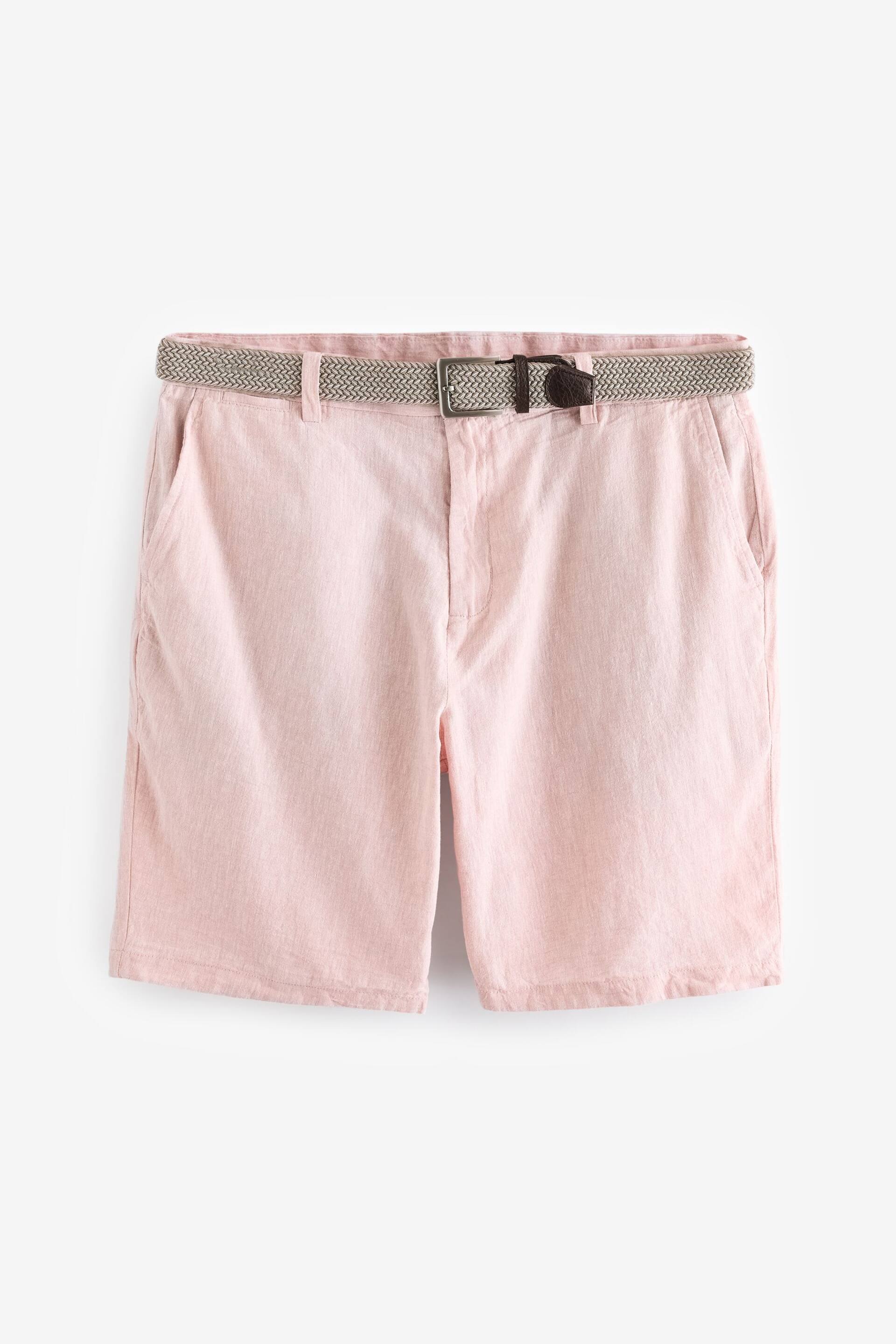 Pink Linen Cotton Chino Shorts with Belt Included - Image 5 of 8