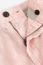 Pink Linen Cotton Chino Shorts with Belt Included - Image 6 of 8