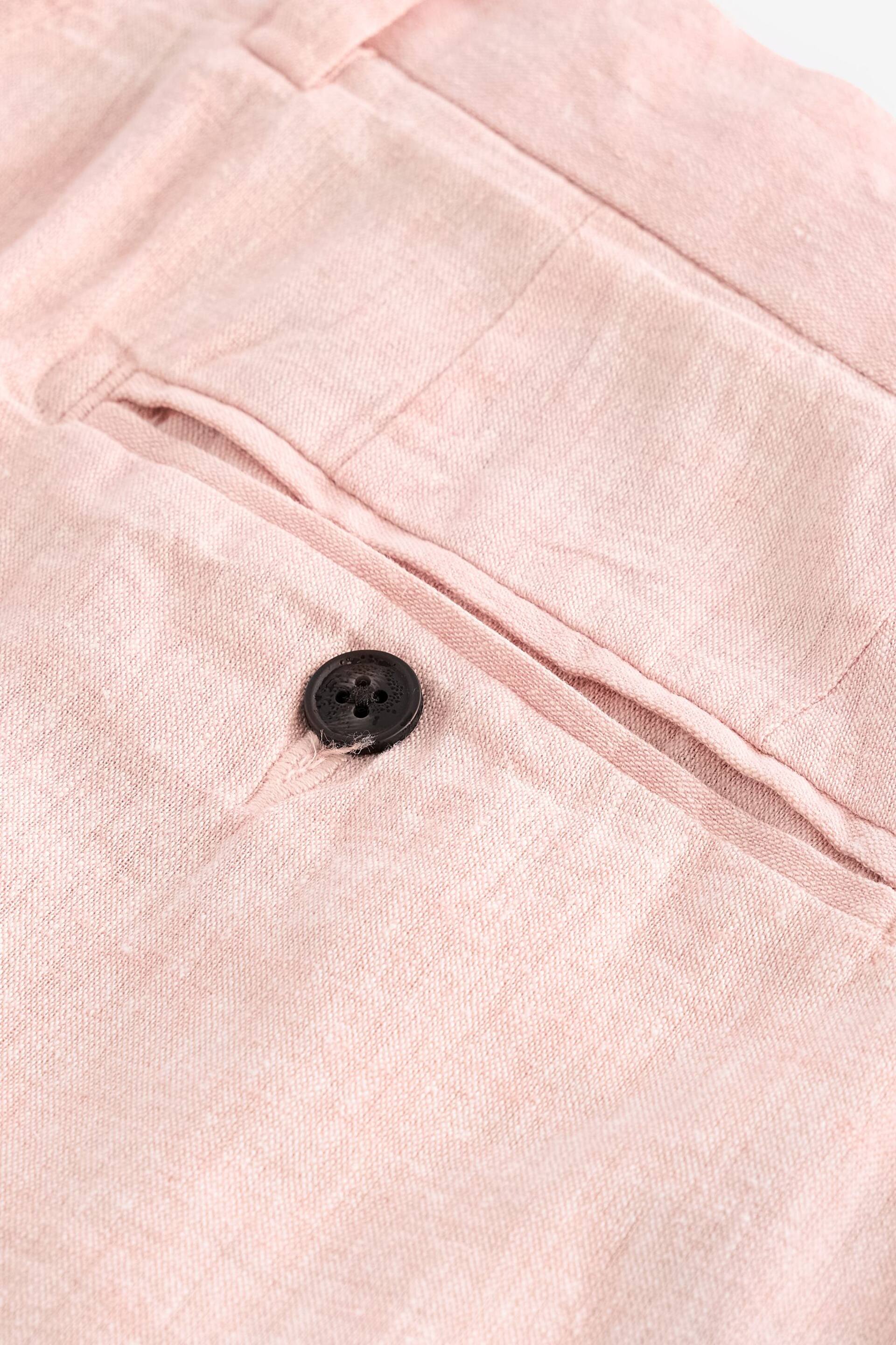 Pink Linen Cotton Chino Shorts with Belt Included - Image 7 of 8