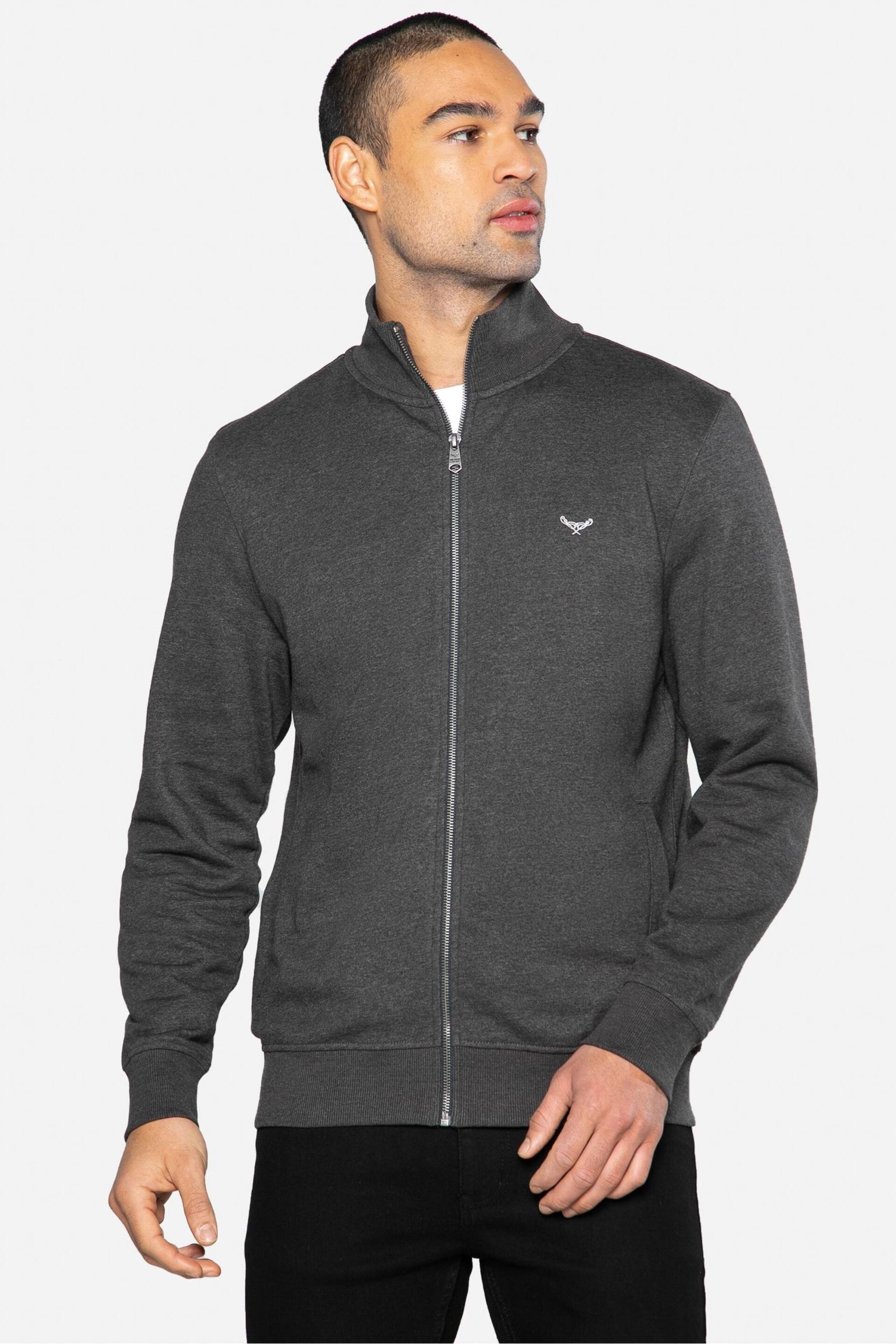 Threadbare Grey Zip Through Fleece Sweatshirt - Image 1 of 5