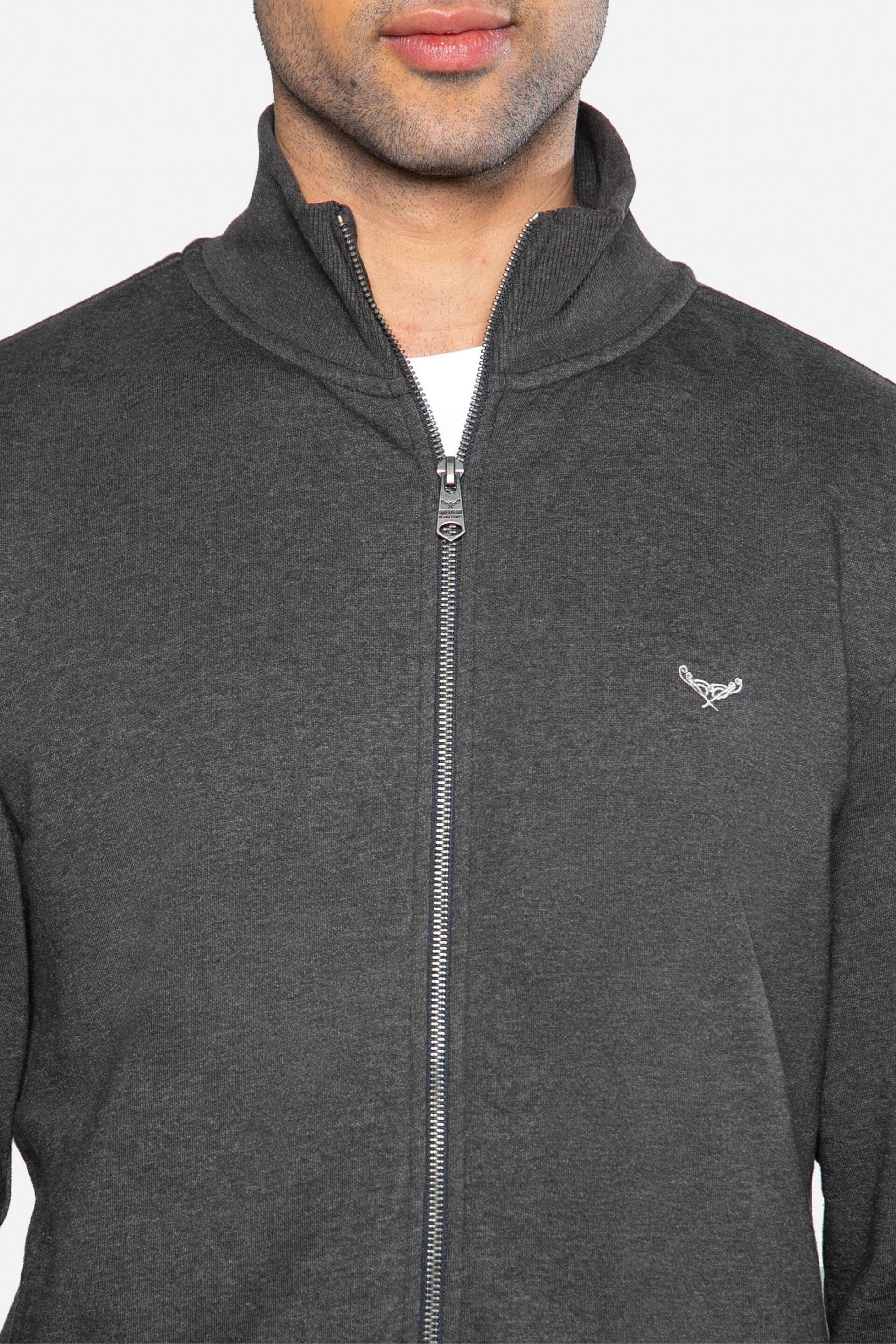 Threadbare Grey Zip Through Fleece Sweatshirt - Image 4 of 5