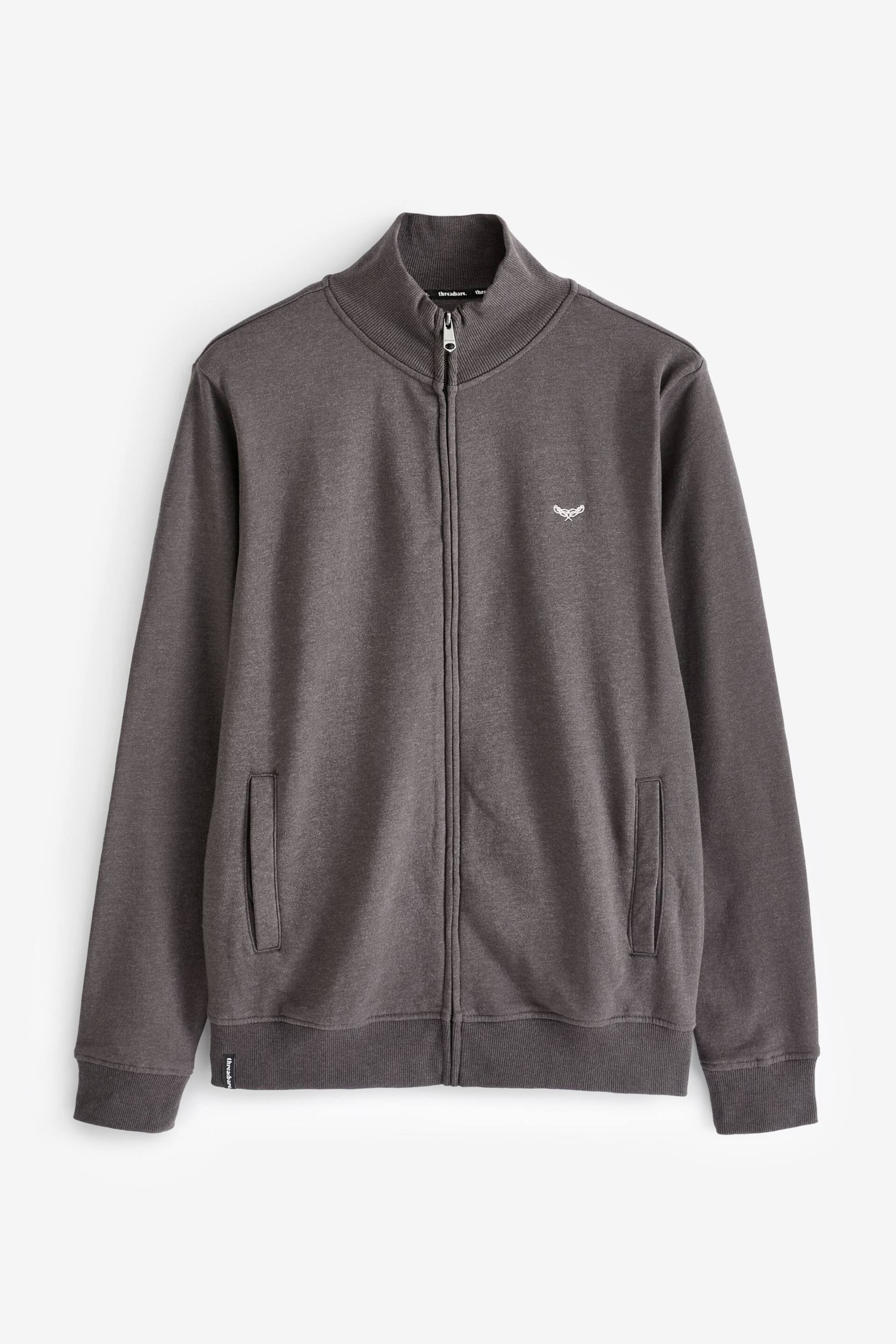 Threadbare Grey Zip Through Fleece Sweatshirt - Image 5 of 5