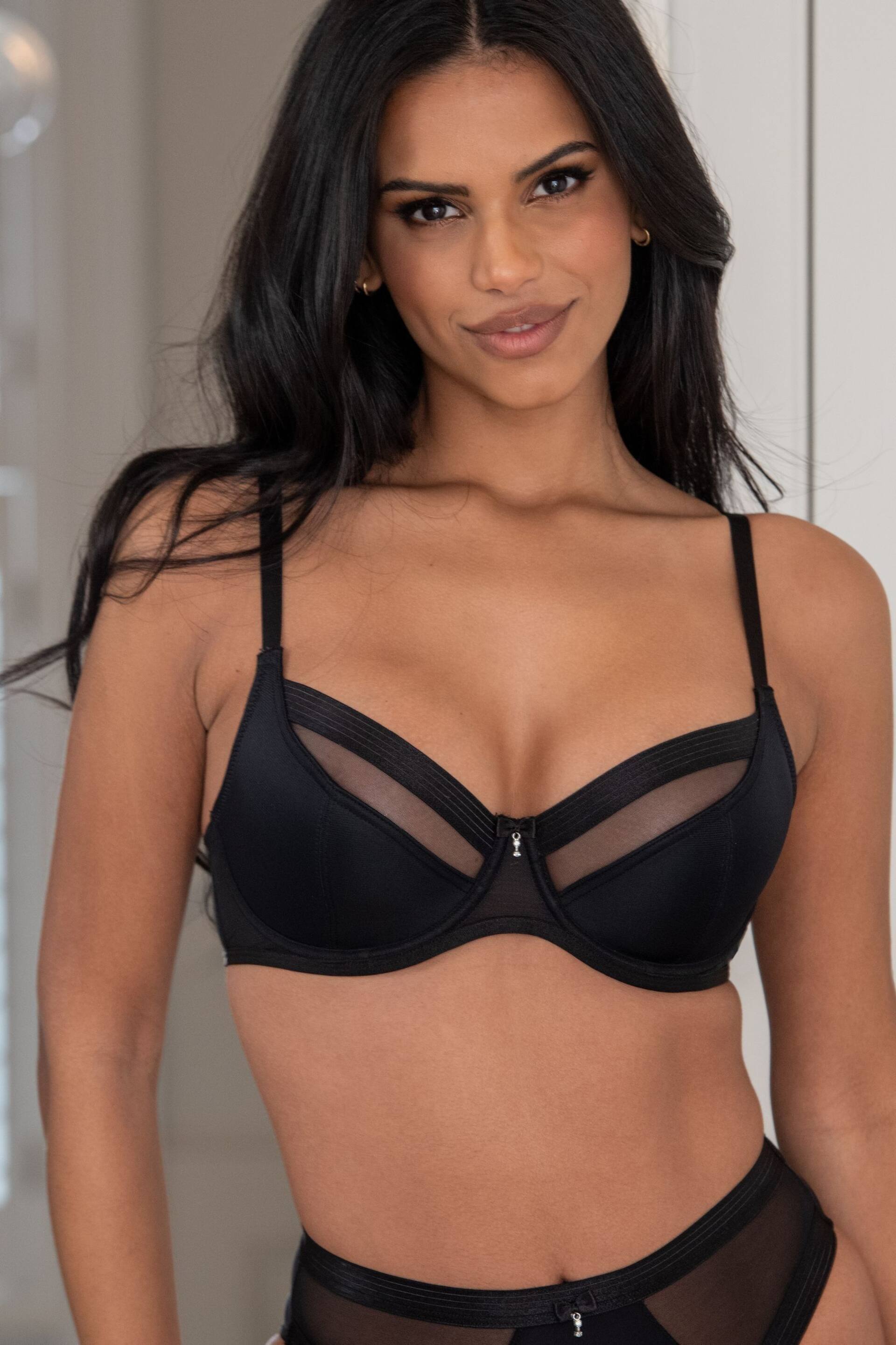 Pour Moi Black Non Padded Viva Luxe Underwired Bra - Image 1 of 6