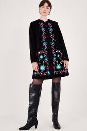 Monsoon Black Cord Embroidered Kim Short Dress - Image 1 of 5