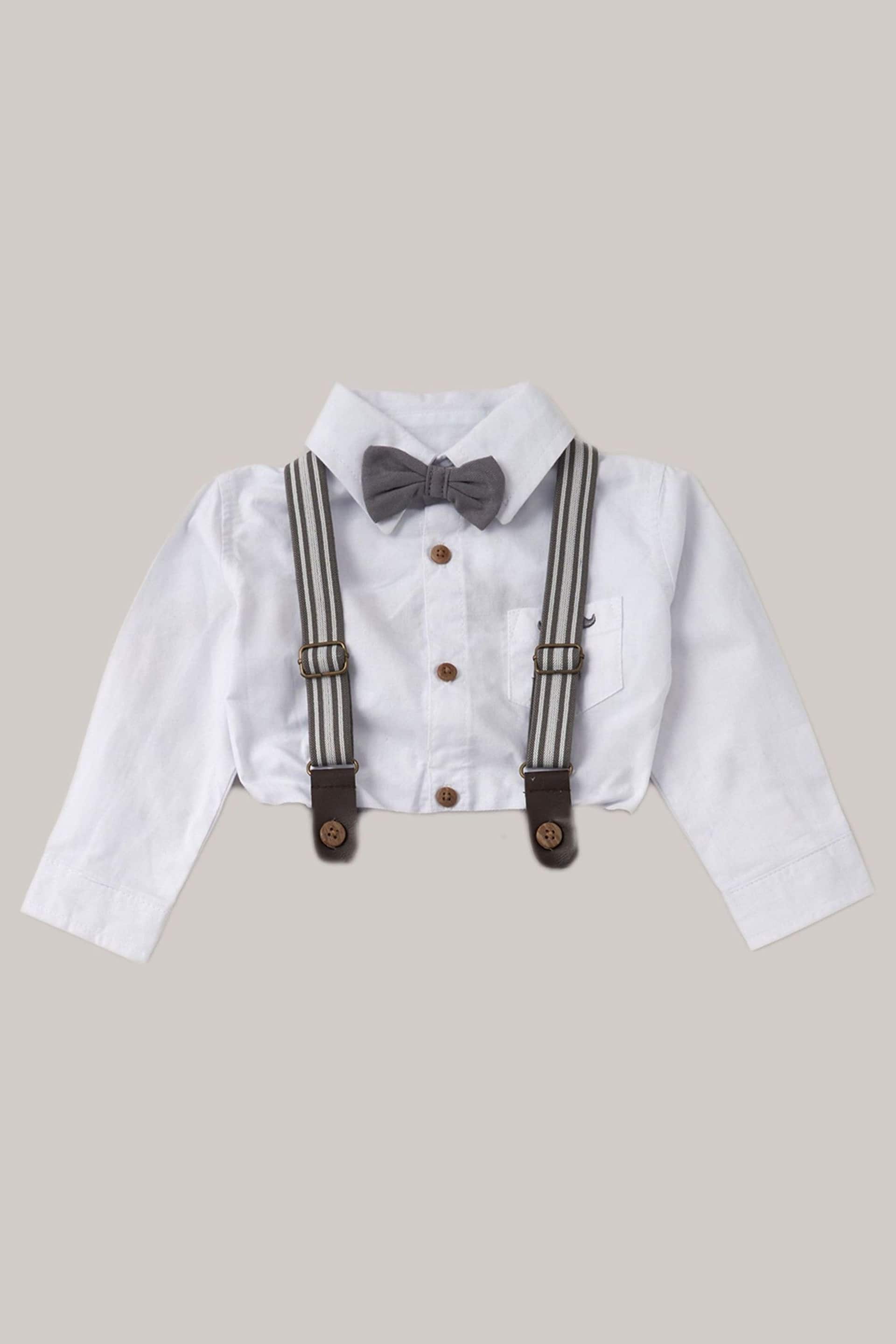 Little Gent Baby Mock Shirt Bodysuit and Braces Cotton Dungarees - Image 3 of 5