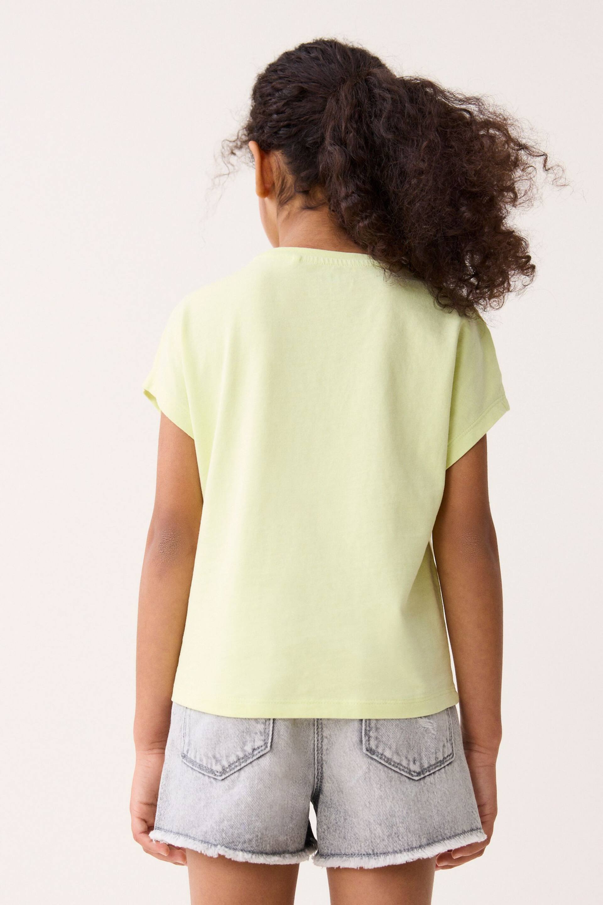Lime Green Heart Sequin T-Shirt (3-16yrs) - Image 3 of 7