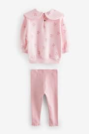 Pink Bow Collar Sweatshirt & Leggings Set (3mths-7yrs) - Image 3 of 7