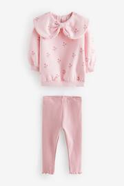 Pink Bow Collar Sweatshirt & Leggings Set (3mths-7yrs) - Image 5 of 7