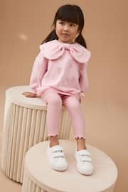 Pink Bow Collar Sweatshirt & Leggings Set (3mths-7yrs) - Image 6 of 7