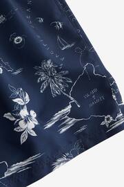 Navy Blue Hawaiian Relaxed Fit Printed Swim Shorts - Image 7 of 11