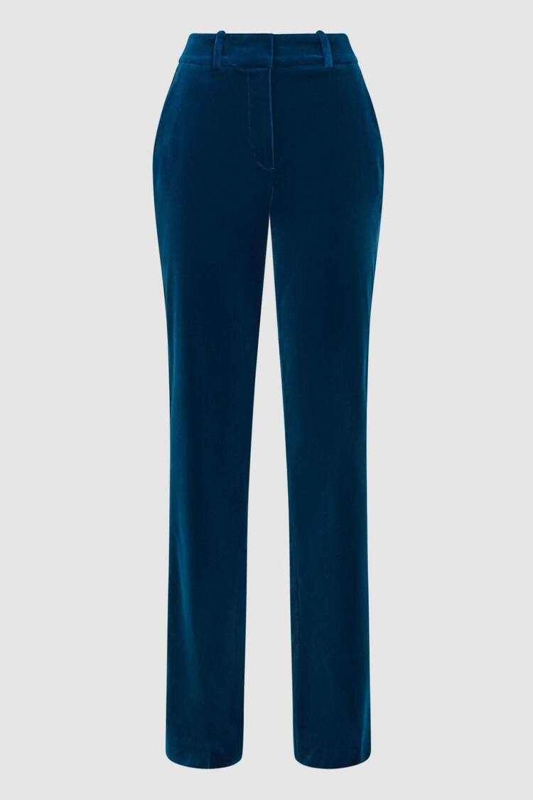 Reiss Blue Ivy Velvet Flared Suit Trousers - Image 2 of 6