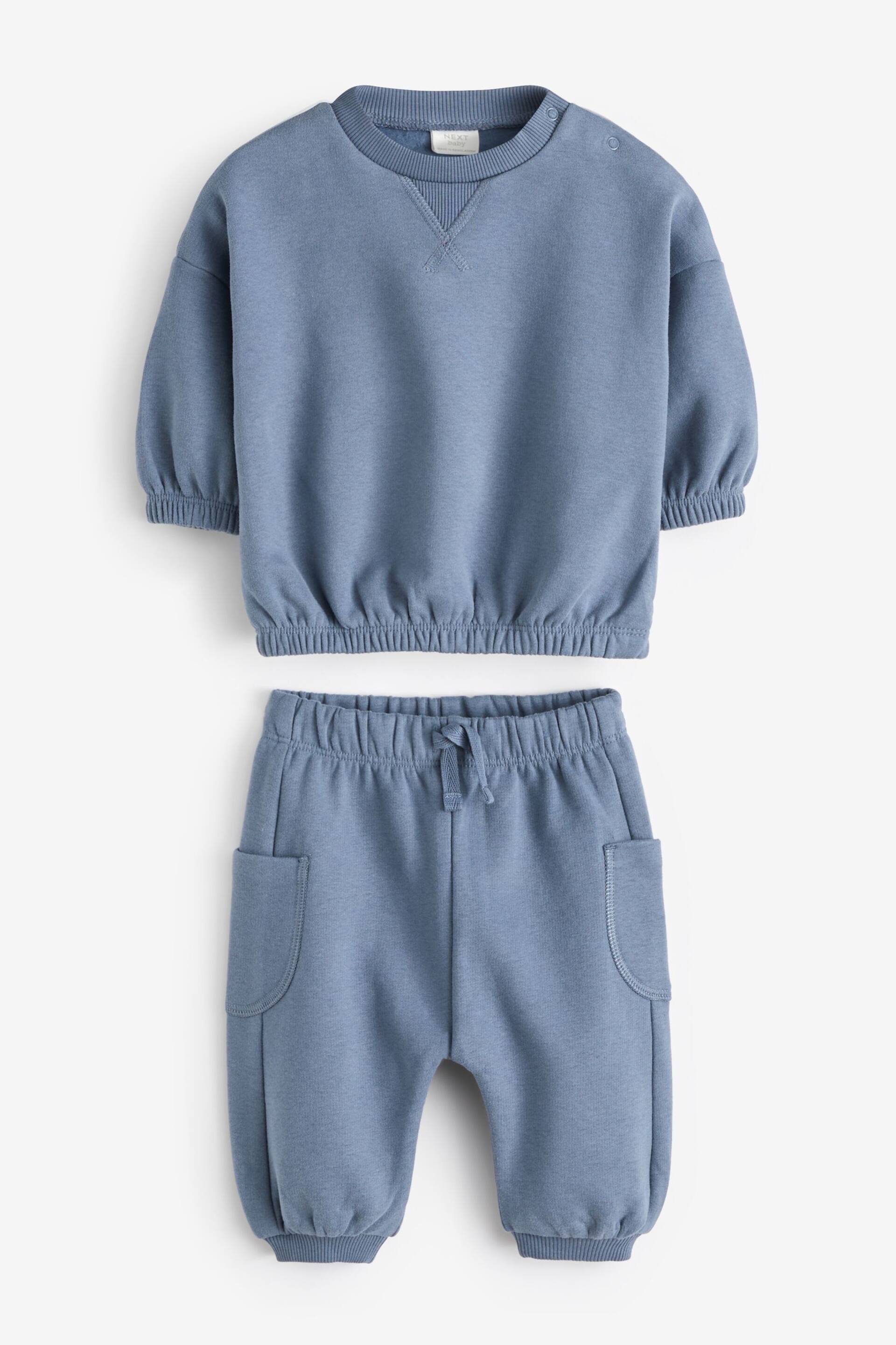 Blue Cosy Baby Sweatshirt And Joggers 2 Piece Set - Image 5 of 7