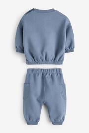 Blue Cosy Baby Sweatshirt And Joggers 2 Piece Set - Image 6 of 7