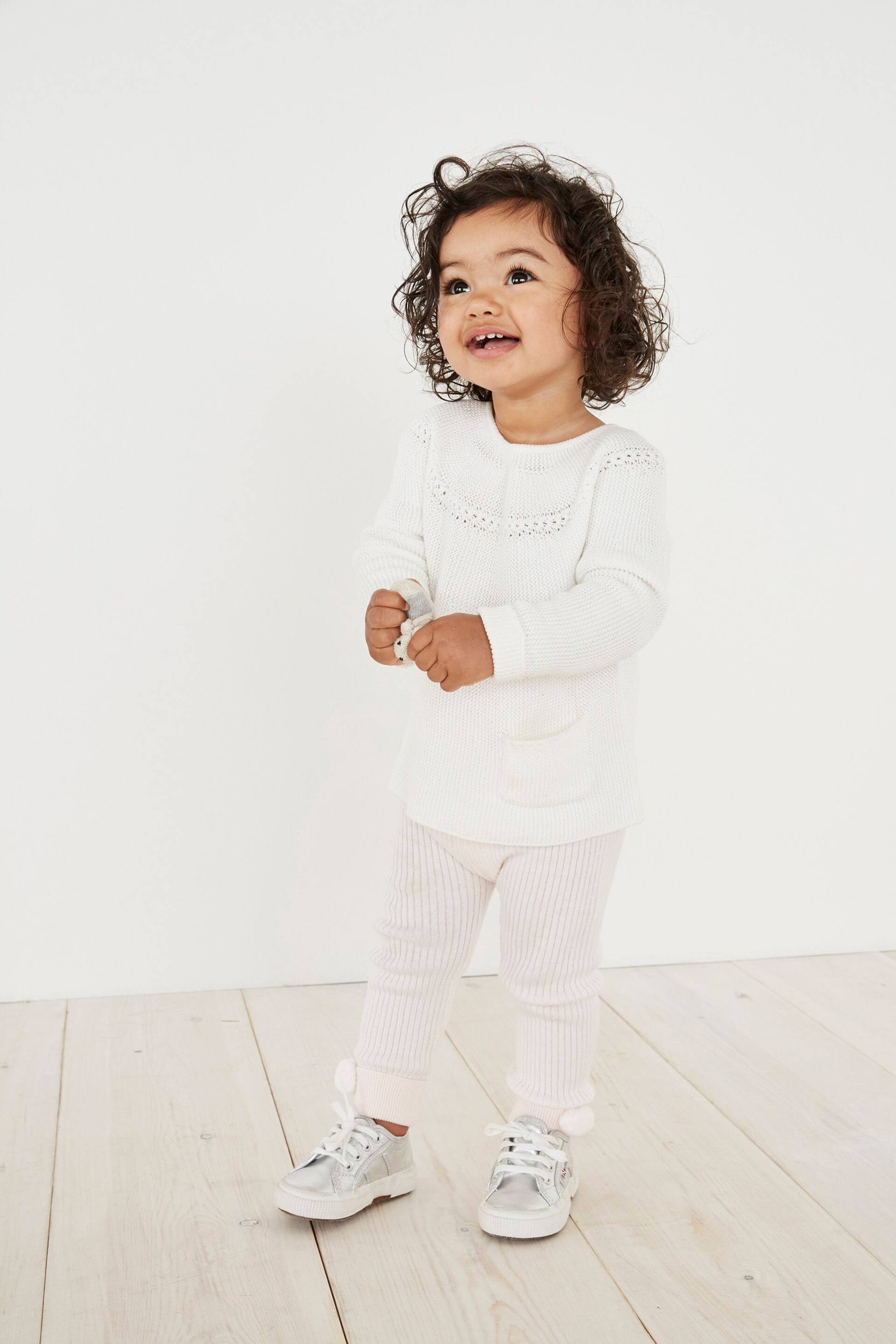 The White Company Pink Pom Knitted Leggings - Image 1 of 4