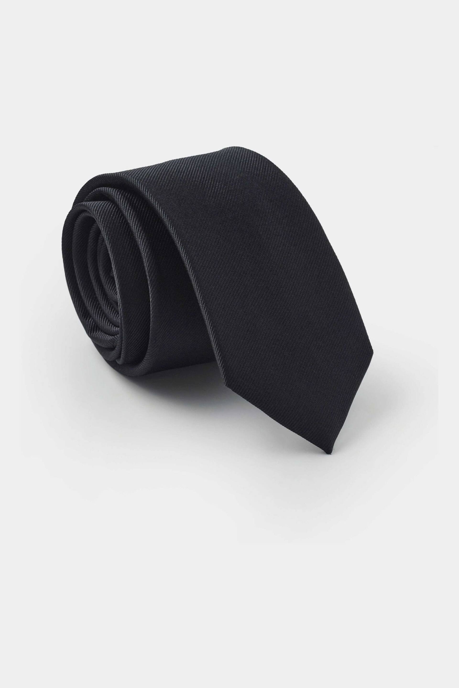 Savile Row Company Fine Twill Skinny Silk Black Tie - Image 1 of 2