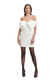 Bardot White White Bow Tie Mini Dress - Image 2 of 6