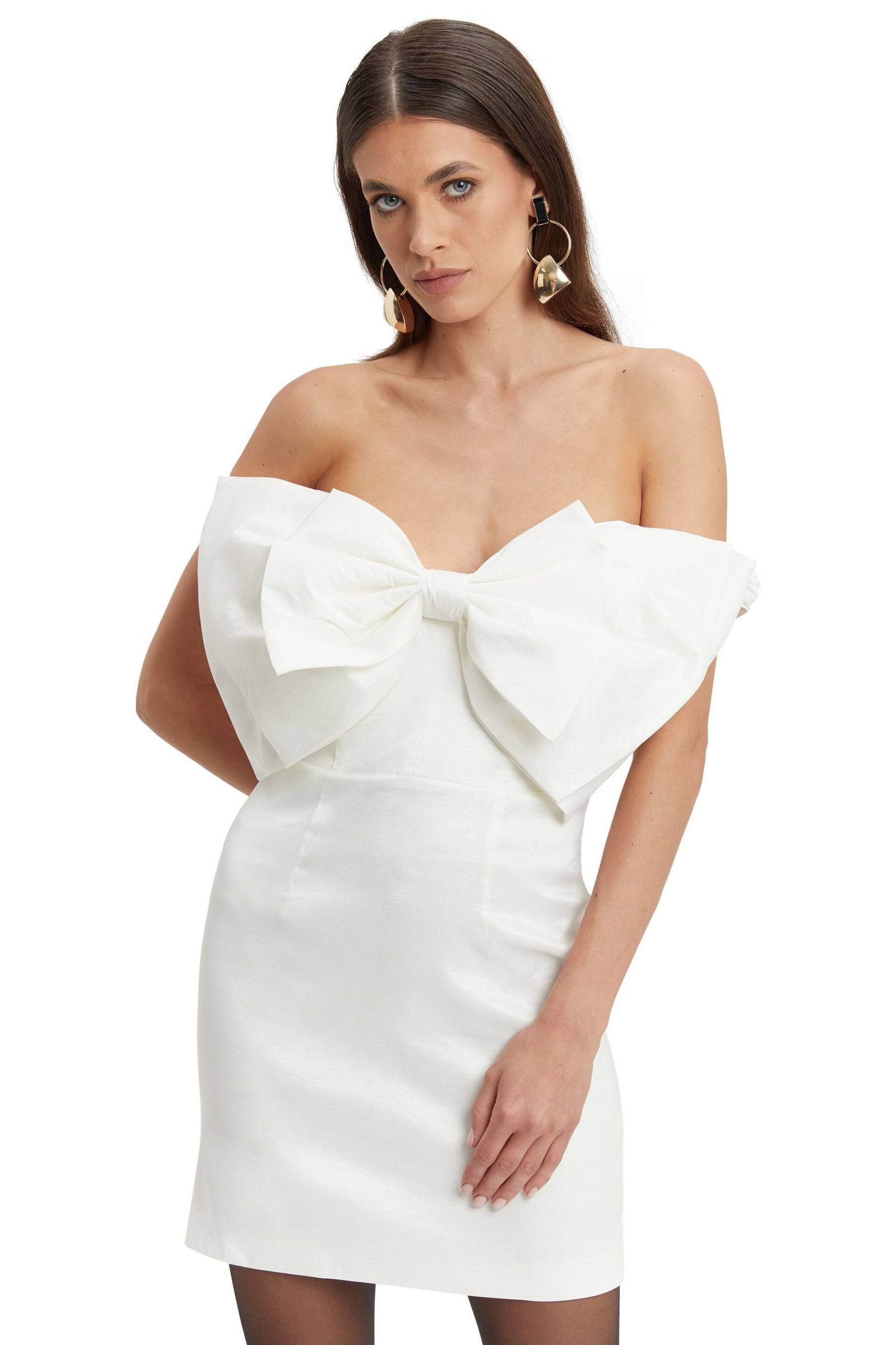 Bardot White White Bow Tie Mini Dress - Image 5 of 6